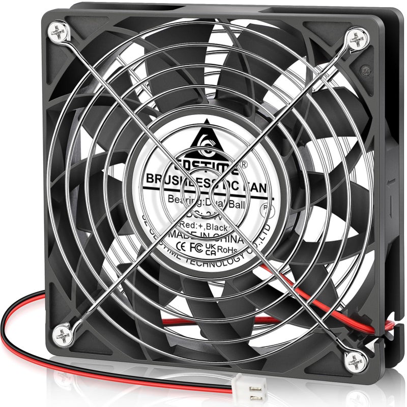 GDSTIME 120mm x 25mm High Static Pressure PC Fan 24V, Dual Ball Bearing High Performance DC Brushless Case Cooling Fan 2-Pin - Image 1